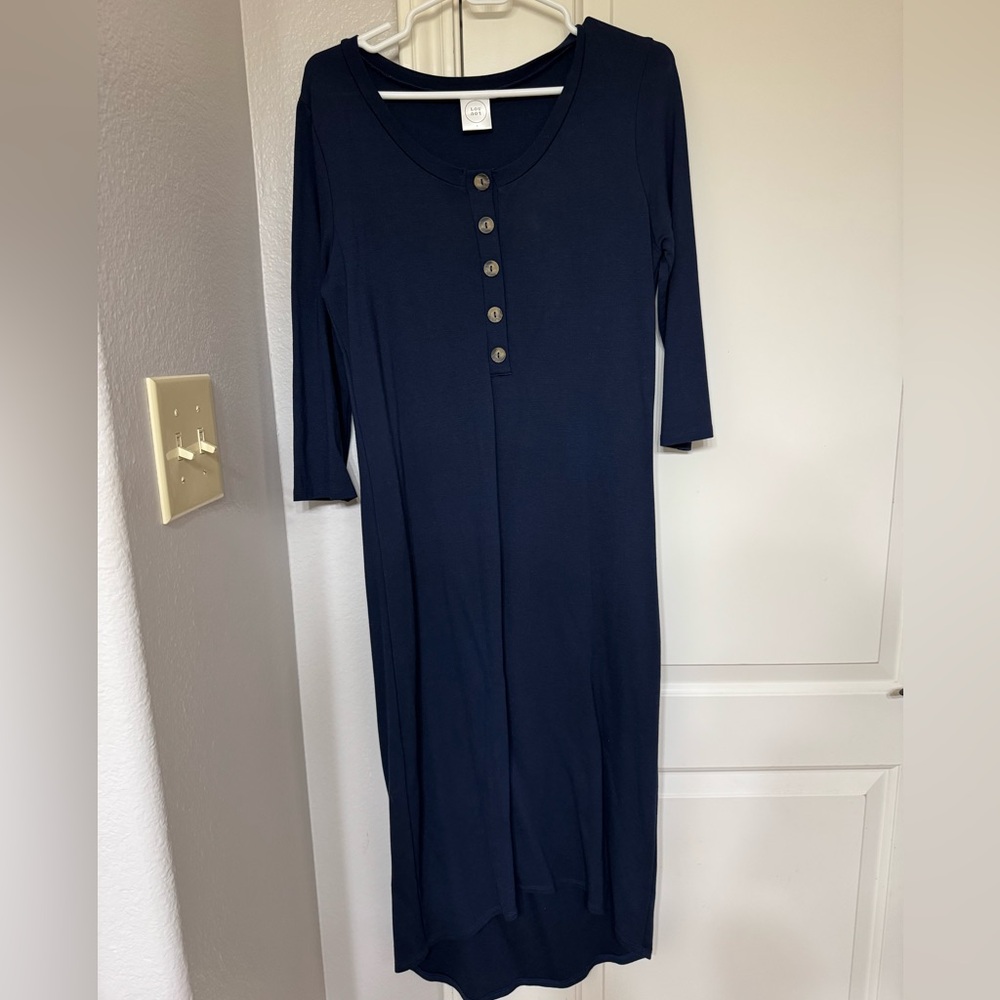 Elegant Navy Button-Down Dress